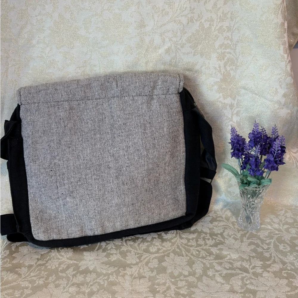 Puzzlestack’s Lukla Messenger Bag Black and Gray Embroidered Crossbody